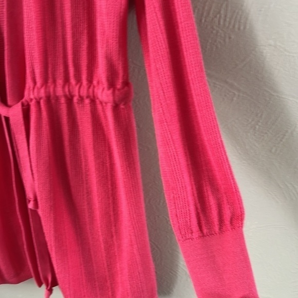 Neiman Marcus open cardigan with tie at waist long sleeves coral color size S - Picture 4 of 13
